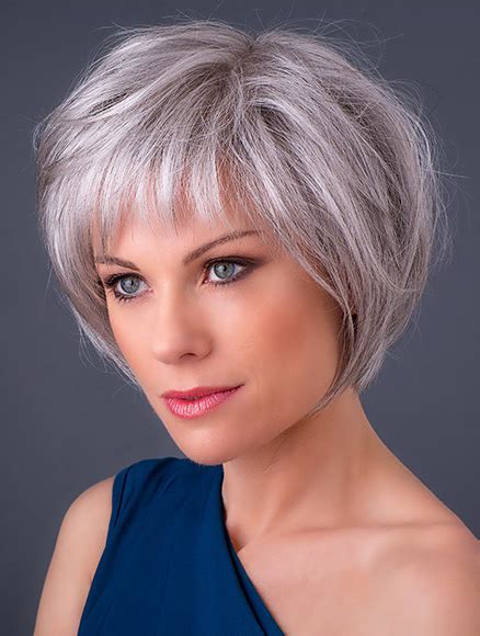 Grey Hair Wigs Chin Length Monofilament 10 Synthetic Grey Hair Wigs