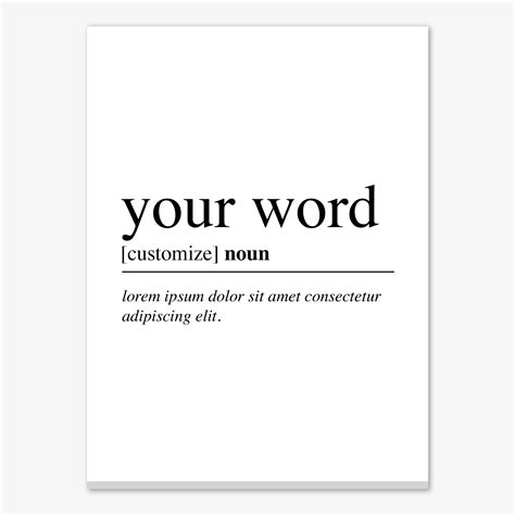 Your Word Definition Personalised Canvas Print Personalized Canvas