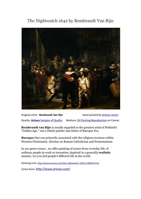 Ppt The Nightwatch 1642 By Rembrandt Van Rijn Powerpoint Presentation