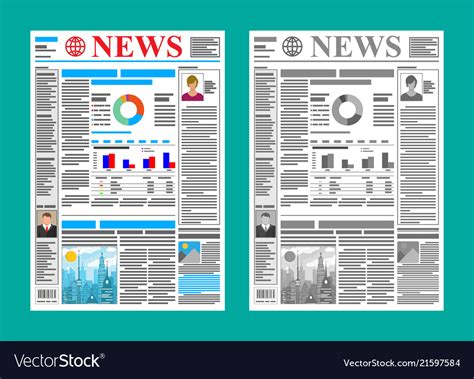 Daily Newspaper In Color And Black And White Vector Image