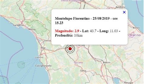 Terremoto oggi Toscana, domenica 25 agosto 2019: scossa M 2.9 in