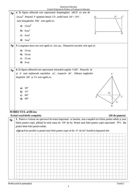 Testul 3 De Antrenament Pentru Evaluare Naţională 2022 Barem De