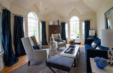 Royal blue living room with sofa ideas. Blue Velvet Curtain Designs