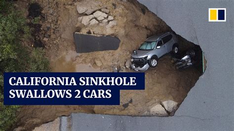 Huge Sinkhole Swallows 2 Cars In Los Angeles As Storms Continued To
