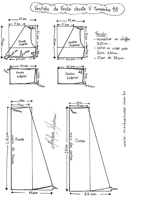 Vestido De Festa Com Decote V E Pala Na Cintura DIY Molde Corte E Costura Marlene Mukai