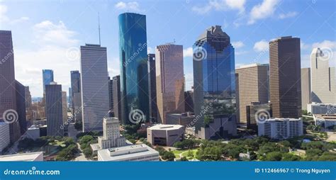 Aerial View Houston Downtown And Gulf Freeway At Daytime Stock Image