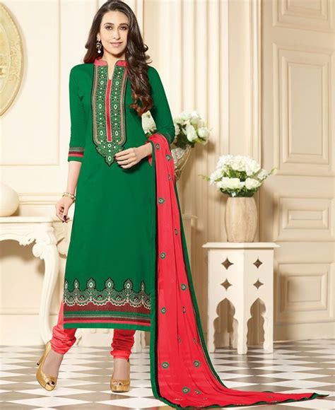 Karishma Kapoor Green And Pink Salwar Kameez Bollywood Dress Churidar Saree Designs
