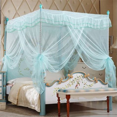 The frame is hidden inside a sleeve on the ceiling of the canopy. Luxury Four Corner Post Bed Canopy Mosquito Netting All ...