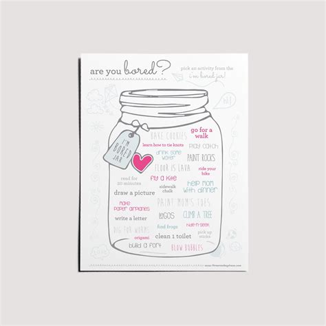 Free “im Bored” Jar Printable Pack Mom Wife Busy Life