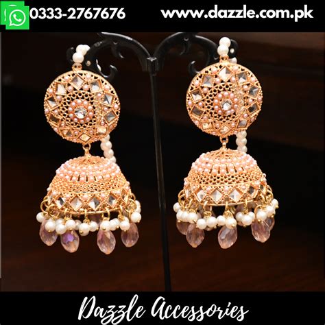 Pink Traditional Jhumka Earrings Dazzle Accessories