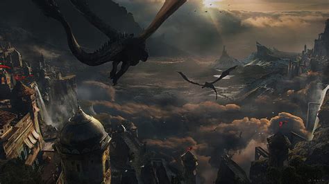 Fantasy Dragon Landscape Mountain HD Wallpaper Peakpx