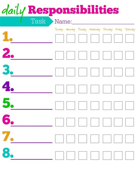 Free Printable Chore Charts For Kids Ideas By Age Chore Chart Kids