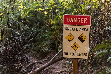 Warning Sign On One Of The Trails Due To The Danger Of Landslides