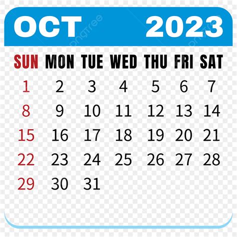 October Calendar Vector Hd Images October 2023 Calendar Blue 2023