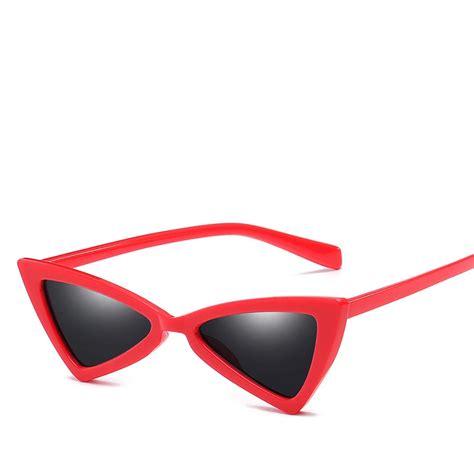 danbihuabi small cateye triangle sunglasses women brand design sexy cat eye frame red sun