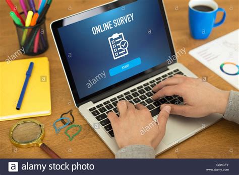 With online surveys, the respondents are able to answer the questionnaire by means of inputting their answers while connected to the internet. Online Survey Stock Photo | Making Money Nmz