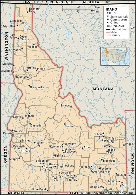 Idaho Map Cities And Towns Map