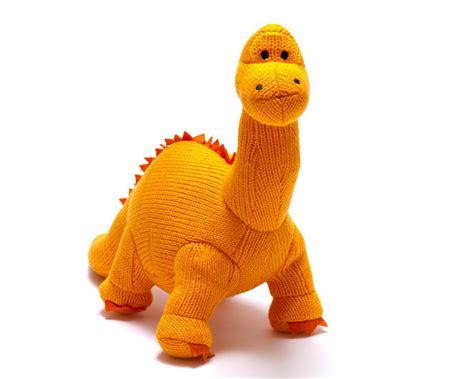 Best Years Ltd Best Dinosaur Toy Orange Diplodocus Knitted Dinosaur