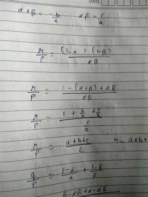 Lf Alpha And Beta Are The Roots Of The Equation Ax2 Bx C 0 And