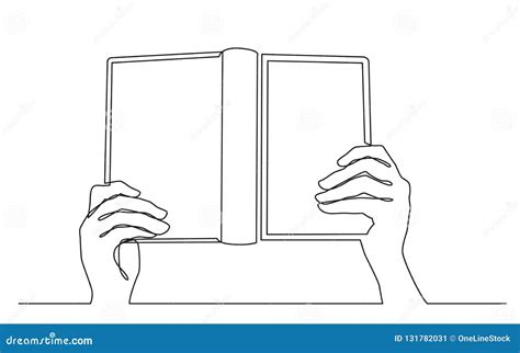 Continuous Line Drawing Of Hands Holding Open Book Stock Vector