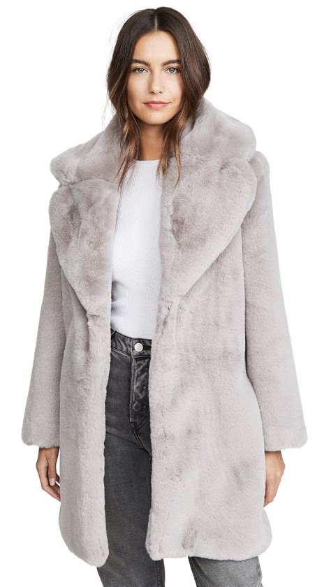 keepsake stella faux fur coat in dove grey modesens