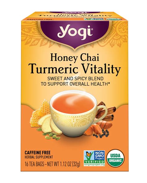 Yogi Tea Gmo Free Honey Chai Turmeric Vitality Herbal Tea Bags 16 Ct