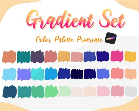 Gradient Set Procreate Color Palette Instant Download Etsy Uk