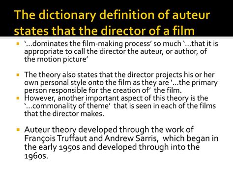 Ppt Auteur Theory Director As Author Powerpoint Presentation Free