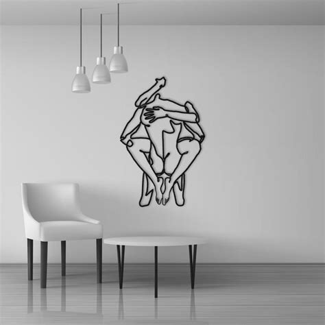 Kinky Couple Making Love Standing Sex Position Metal Wall Etsy
