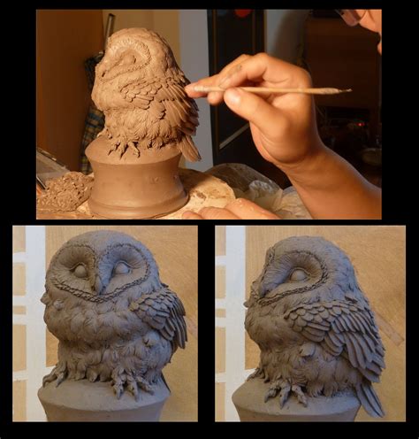 Owls Clay Sculpting Ted Playing Work Pottery Owls Sculpture Clay