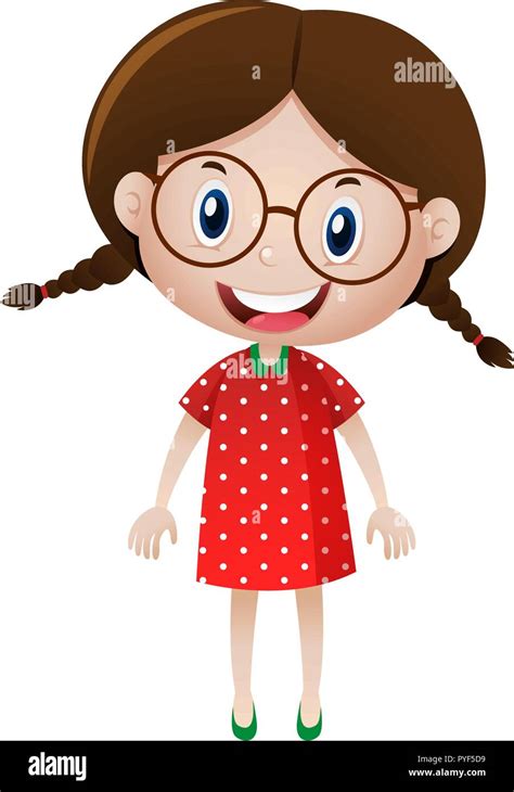 Little Girl Wearing Glasses Illustration Stock Vector Image And Art Alamy