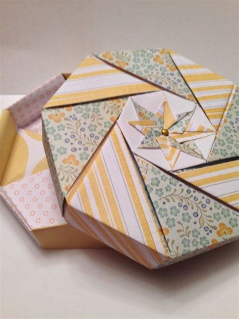 Yellow And Blue Country Chic Octagonal Origami Gift Box Etsy Origami Gift Box Book Crafts