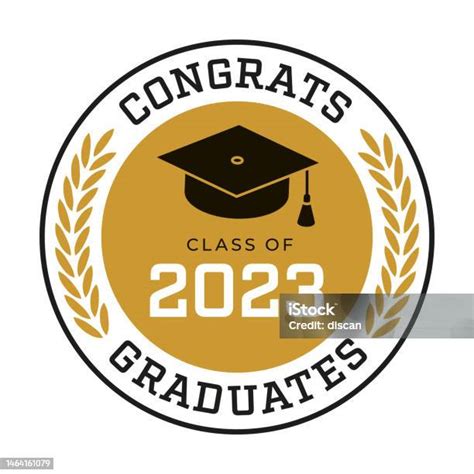 Ilustración De Clase De 2023 Etiqueta Congrats Graduados Y Más Vectores