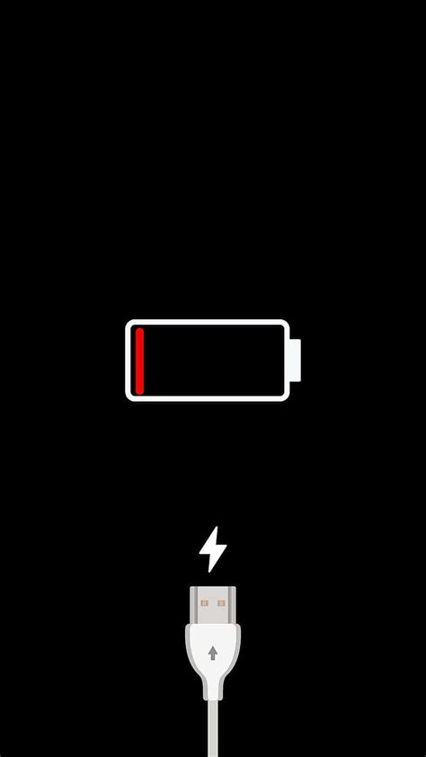 Download Low Battery Icon With Android Charging Port Wallpaper