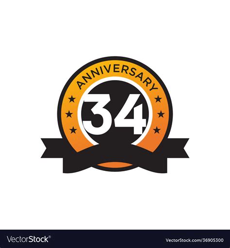 34th Year Celebrating Anniversary Logo Design Vector Image