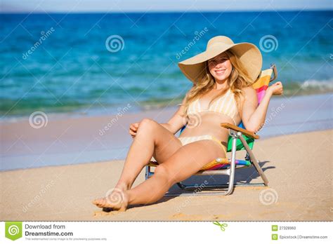 Beautiful Woman Relaxing On The Beach Stock Photo Image Of Nature