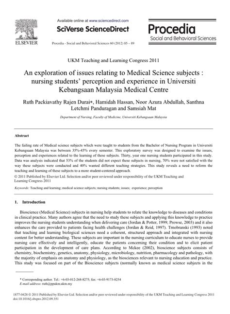 Ukm's main campus is located about 30km from the centre of kl and is easily accessible via the plus highway. (PDF) An Exploration of Issues Relating to Medical Science ...