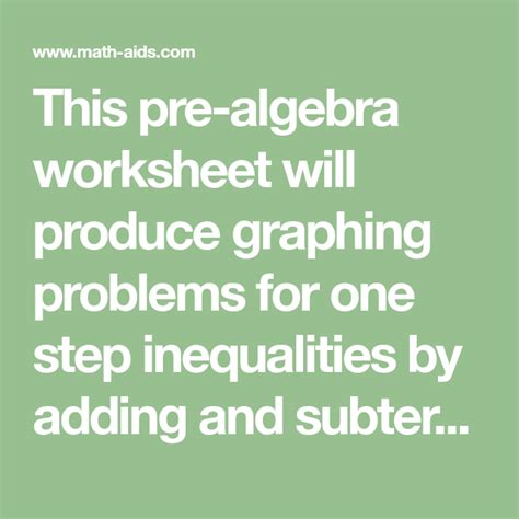 This Pre Algebra Worksheet Will Produce Graphing Problems For One Step