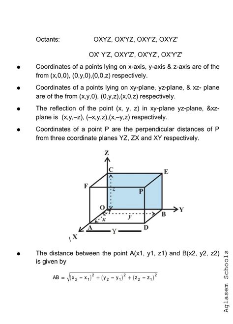 Class 11 Maths Introduction To Three Dimensional Coordinate Geometry