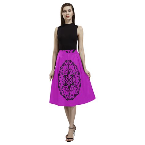 Designers Luxury Crepe Skirt Purple With Mandala Art Aoede Crepe