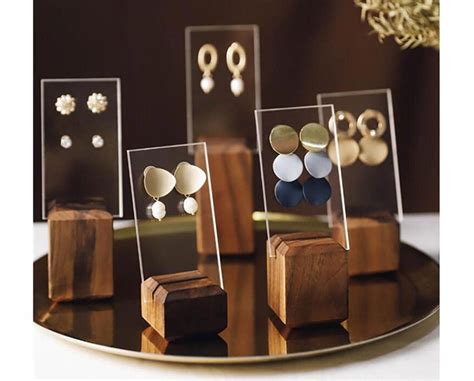 Earring Holders Wood Earring Display Acrylic Earring Stand Etsy