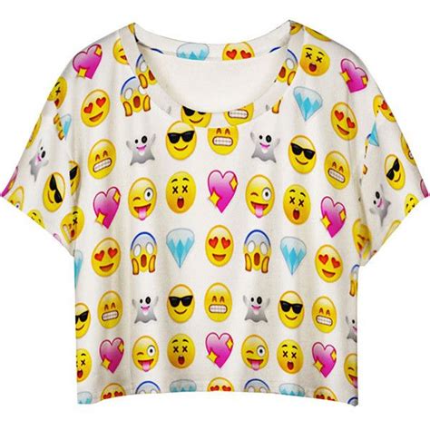 White Cute Emoji Printed Ladies T Shirt 819 Liked On Polyvore