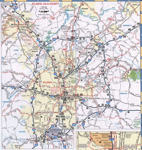 Atlanta Ga Road Map Free Map Highway Atlanta City Surrounding Area
