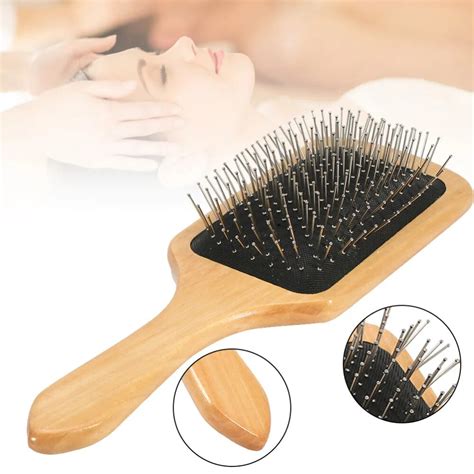 1 Pcs Hair Comb Scalp Massage Comb Hair Brush Wood Handle Anti Static Comb Head Massage