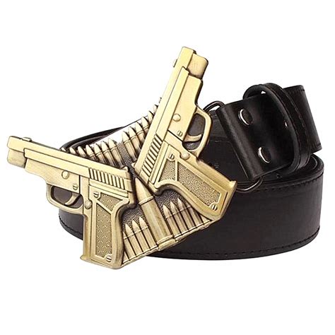 Golden Gun Novelty Cigarette Lighter Belt Mens Leather Belt Lighter