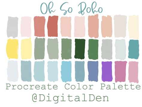 Boho Procreate Color Palette Bohemian Swatches Rainbow Etsy In 2022