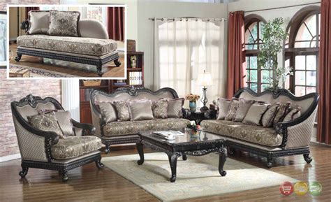 Traditional Formal Living Room Furniture Sofa Dark Wood Frame Couch
