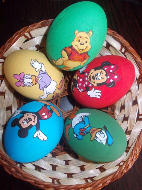 Disney Characters Painted On Wooden Eggs Easter Egg Painting Painting