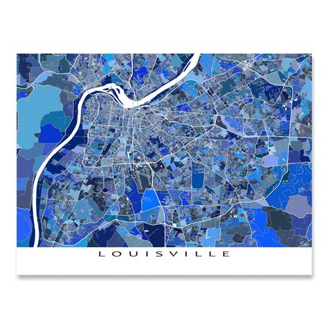 Louisville Map Print Blue Geometric Louisville Kentucky City Map Wall