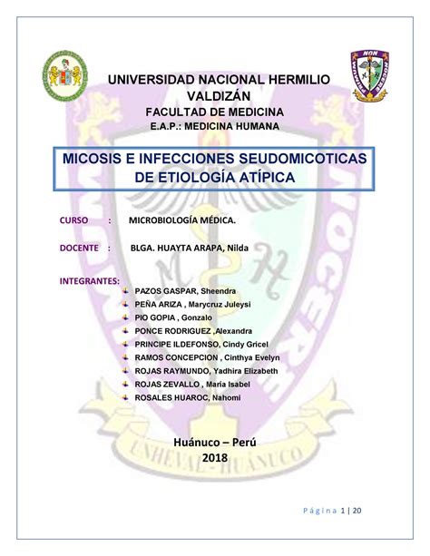 Micosis E Infecciones Seudomicoticas De Etiologia Atipica Universidad